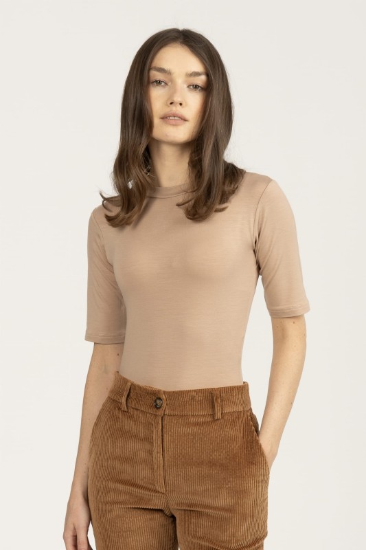T-shirt basic beżowy
